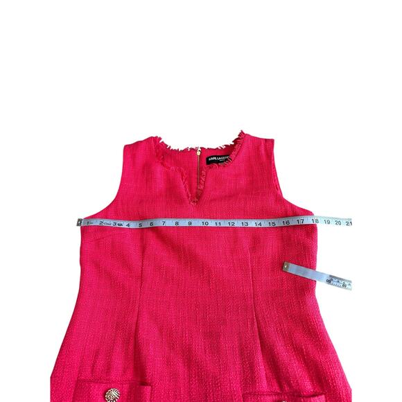 Karl Lagerfeld Dress Pink Sleeveless Tweed Twee Preppy Academia Work Size 8 - Picture 11 of 12
